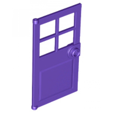 dark purple door 1 x 4 x 6 with 4 panes and stud handle