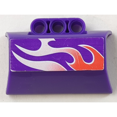 dark purple technic panel engine block half side intake with flames pattern model right side sticker - set 8491