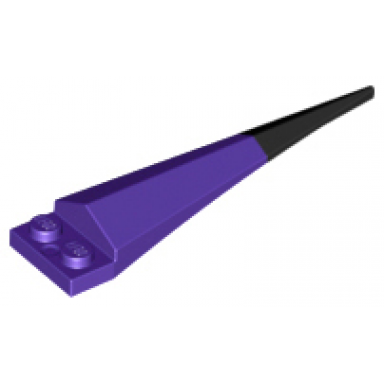 dark purple plate modified 1 x 2 with angular extension with molded flexible rubber black tip pattern