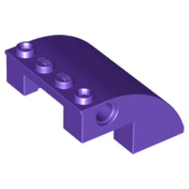 dark purple slope curved 4 x 4 x 2 with 4 studs and pin holes