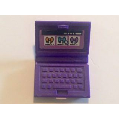 dark purple minifigure utensil computer laptop with three bows and mouse pointer on screen pattern sticker - set 41115