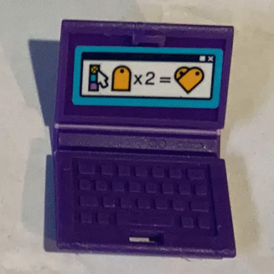 dark purple minifigure utensil computer laptop with mouse cursor and x2= equation on screen pattern sticker - set 41340