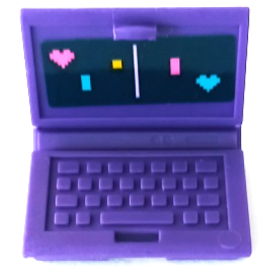 dark purple minifigure utensil computer laptop with pong video game screen dark pink and medium azure hearts and rectangles yellow square and white line pattern sticker - set 41450
