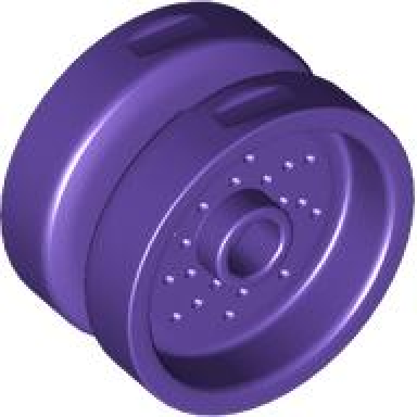 dark purple wheel 18mm d x 12mm with pin hole and stud dotted brake rotor lines