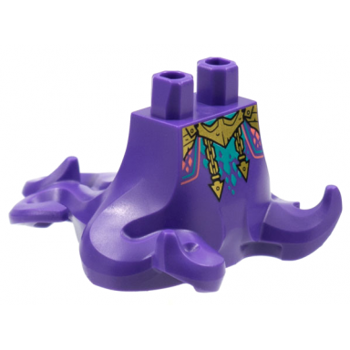 dark purple lower body with 5 tentacles gold armor dark turquoise and coral scales pattern
