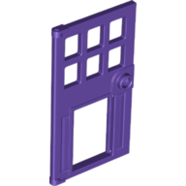 dark purple door 1 x 4 x 6 with 6 panes stud handle and hole for pet flap