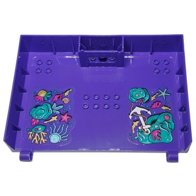 dark purple container book cover half 16 x 12 x 2 2 3 with lock compartment storybook adventures with seafloor shells fish coral and anchor pattern stickers - set 43213