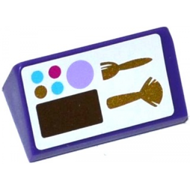 dark purple slope 30 1 x 2 x 2 3 with paintbox mirror and gold makeup brushes on white background pattern sticker - set 41104