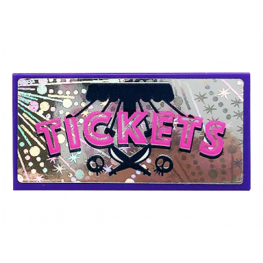 dark purple tile 2 x 4 with skulls sabers and tickets pattern sticker - set 41375