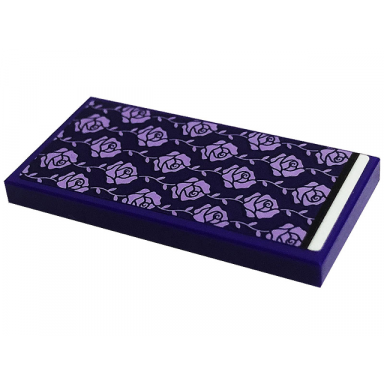 dark purple tile 2 x 4 with blanket with lavender roses pattern sticker - set 43196