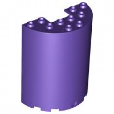 dark purple cylinder half 3 x 6 x 6 with 1 x 2 cutout