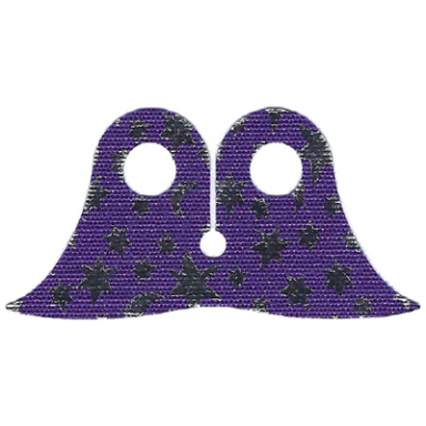 dark purple minifigure cape cloth pointed collar with silver stars and crescent moons pattern - traditional starched fabric