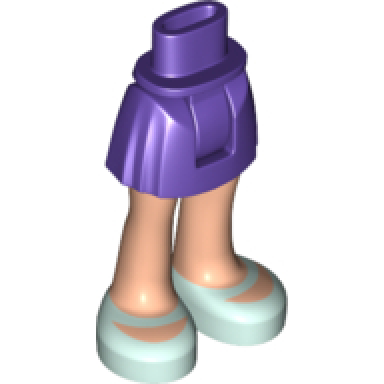dark purple mini doll hips and skirt light nougat legs and light aqua shoes pattern - thick hinge