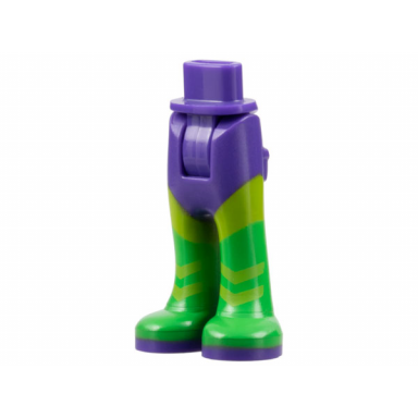 dark purple mini doll hips and trousers with back pockets with green boots with lime chevrons and dark purple soles pattern - thick hinge