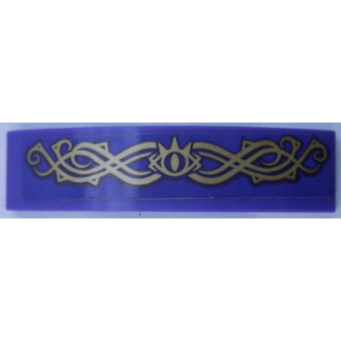 dark purple slope curved 4 x 1 x 2 3 double with gold ornaments and goblin king eye pattern sticker - set 41188