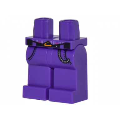 dark purple hips and legs with striped vest tails black belt with orange buckle pockets and silver chain pattern