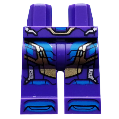 dark purple hips and legs with blue and gold armor panels pattern