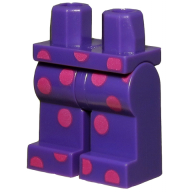 dark purple hips and legs with large magenta polka dots pattern