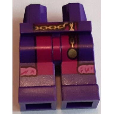 dark purple hips and legs with dark pink fur gold chain and magenta shirttails pattern