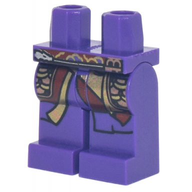dark purple hips and legs with gold and copper panels dark red robe ends sling ring pattern