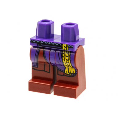 dark purple hips and dark red legs with yellow tassel dark purple robe ends pattern