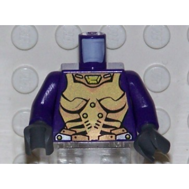 dark purple torso exo-force gold body armor with amulet pattern dark purple arms dark bluish gray hands