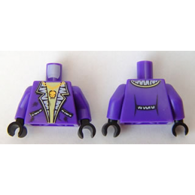 dark purple torso jacket with pockets and gold necklace with skull pendant pattern dark purple arms black hands
