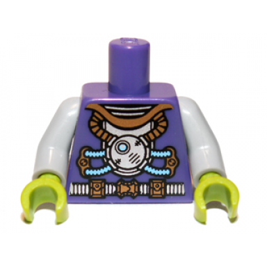 dark purple torso space with tubes pattern light bluish gray arms lime hands