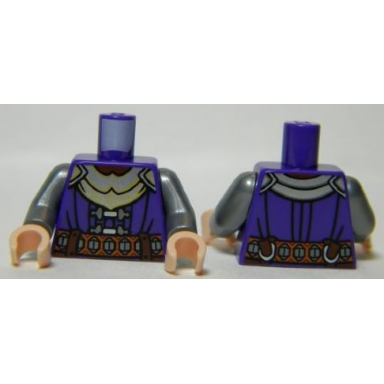 dark purple torso lotr armor with silver chest plate buckles and belt pattern flat silver arms light nougat hands