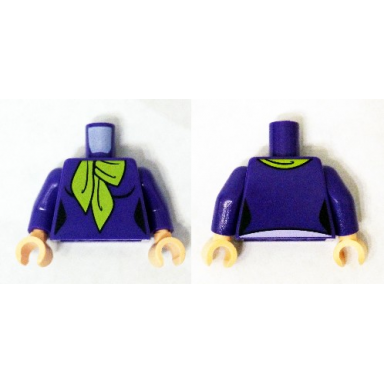 dark purple torso female figure with black outlines and lime scarf pattern daphne dark purple arms light nougat hands