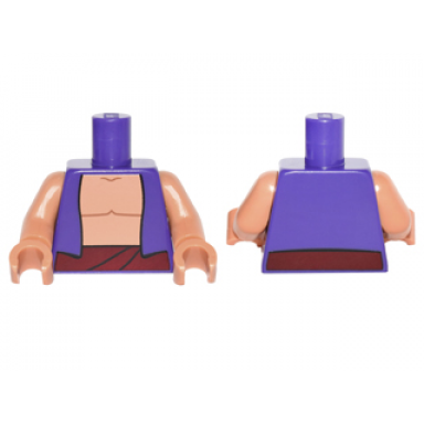 dark purple torso vest over nougat bare chest with dark red belt front and back pattern nougat arms nougat hands