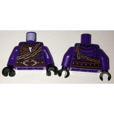 dark purple torso ninjago snake scales with tooth pendant copper chains and snake head belt pattern dark purple arms black hands