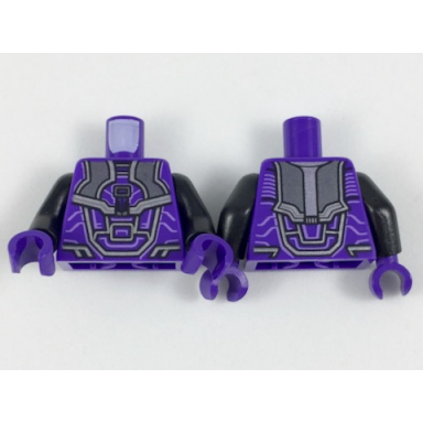 dark purple torso armor with black silver and lavender details pattern black arms dark purple hands