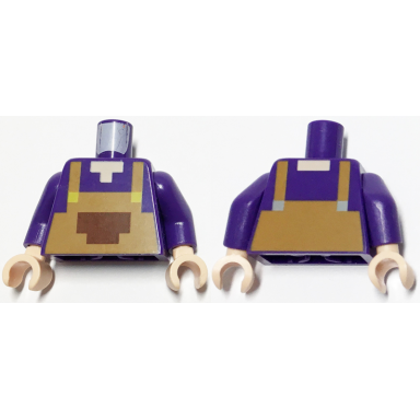 dark purple torso pixelated medium nougat overalls with reddish brown front pocket pattern minecraft dark purple arms light nougat hands