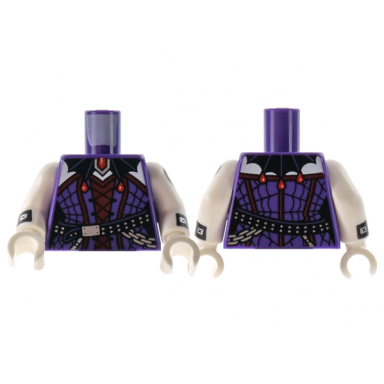 dark purple torso female corset bat wing collar dark red trim pattern white arms with black cuffs silver studs heart tattoo with fangs pattern white hands