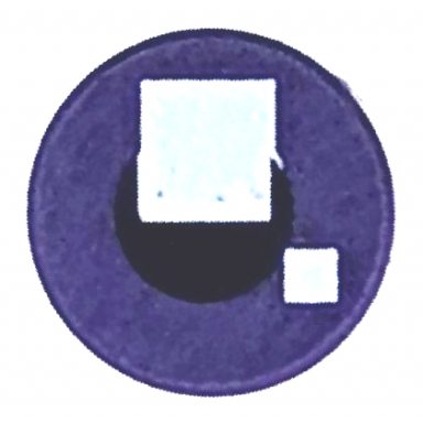 dark purple tile round 1 x 1 with 2 white squares on small black circle pattern brickheadz eye