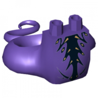 dark purple lower body serpent with molded flexible rubber same color tail and printed black and gold scales pattern