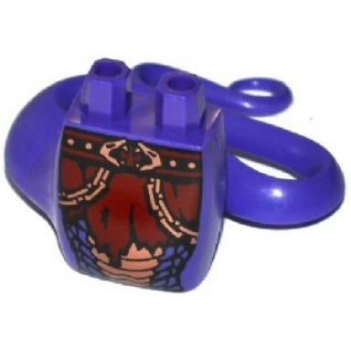 dark purple lower body serpent with molded flexible rubber same color tail and printed dark red tattered loincloth and copper scales chains and snake heads pattern