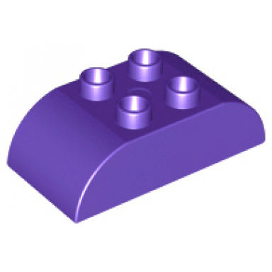 dark purple duplo brick 2 x 4 slope curved double
