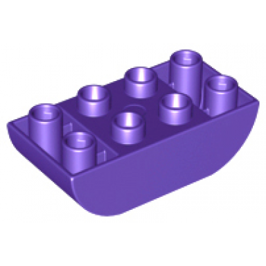 dark purple duplo brick 2 x 4 slope curved inverted double