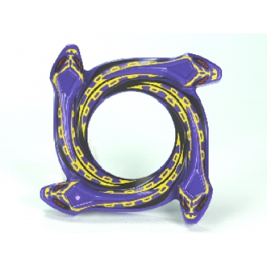 dark purple ring 4 x 4 with 2 x 2 hole and 4 snake head ends and yellow scales snake pattern ninjago spinner crown