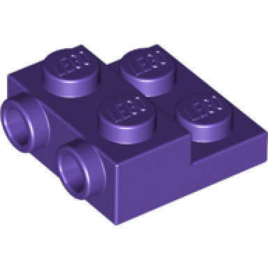 dark purple plate modified 2 x 2 x 2 3 with 2 studs on side