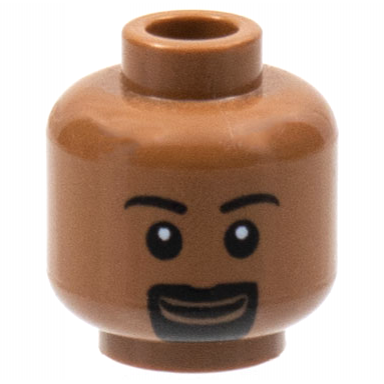 light brown minifigure head male eyebrows white pupils goatee and grin pattern