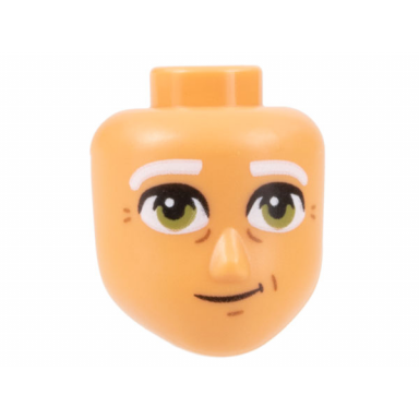 mini doll head friends male large with white eyebrows dark brown wrinkles olive green eyes pattern