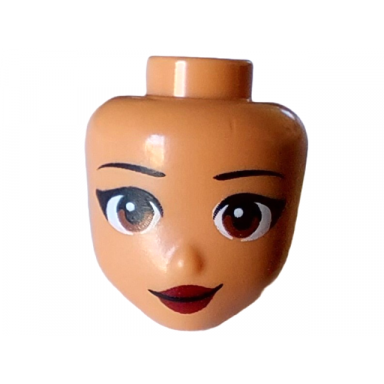 mini doll head friends with black eyebrows reddish brown eyes dark red lips and closed mouth with lopsided grin pattern