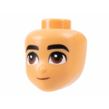 mini doll head friends with black thick eyebrows reddish brown eyes and small grin pattern