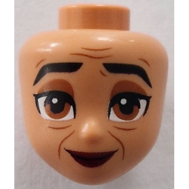 nougat mini doll head friends with black thick eyebrows dark orange eyes eye shadow and wrinkles dark red lips grin pattern