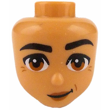 nougat mini doll head friends with black thick eyebrows dark orange eyes lips dimple and wrinkles lopsided grin pattern