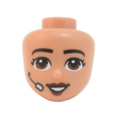 nougat mini doll head friends with black eyebrows reddish brown eyes dark red lips headset pattern