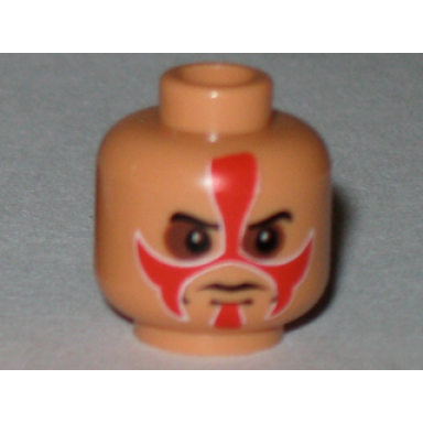 nougat minifigure head face paint with red paint and sunken eyes pattern
